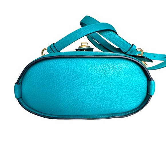 NEW Coach Addie Leather Shoulder Bag Blue Turquoise Turn Lock Flap Crossbody - Picture 15 of 17